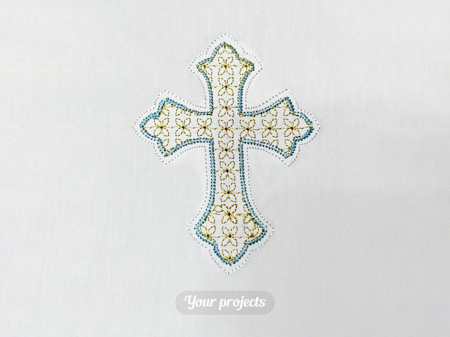 Christian Cross Flower Lace 5x7