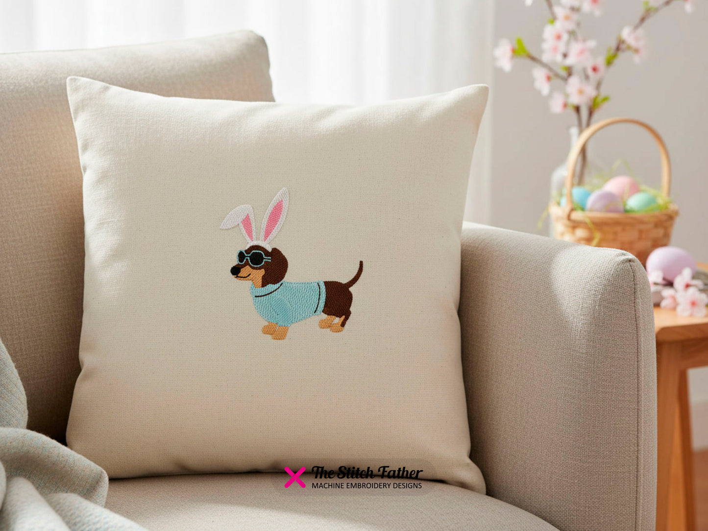 Teckel avec des oreilles de lapin