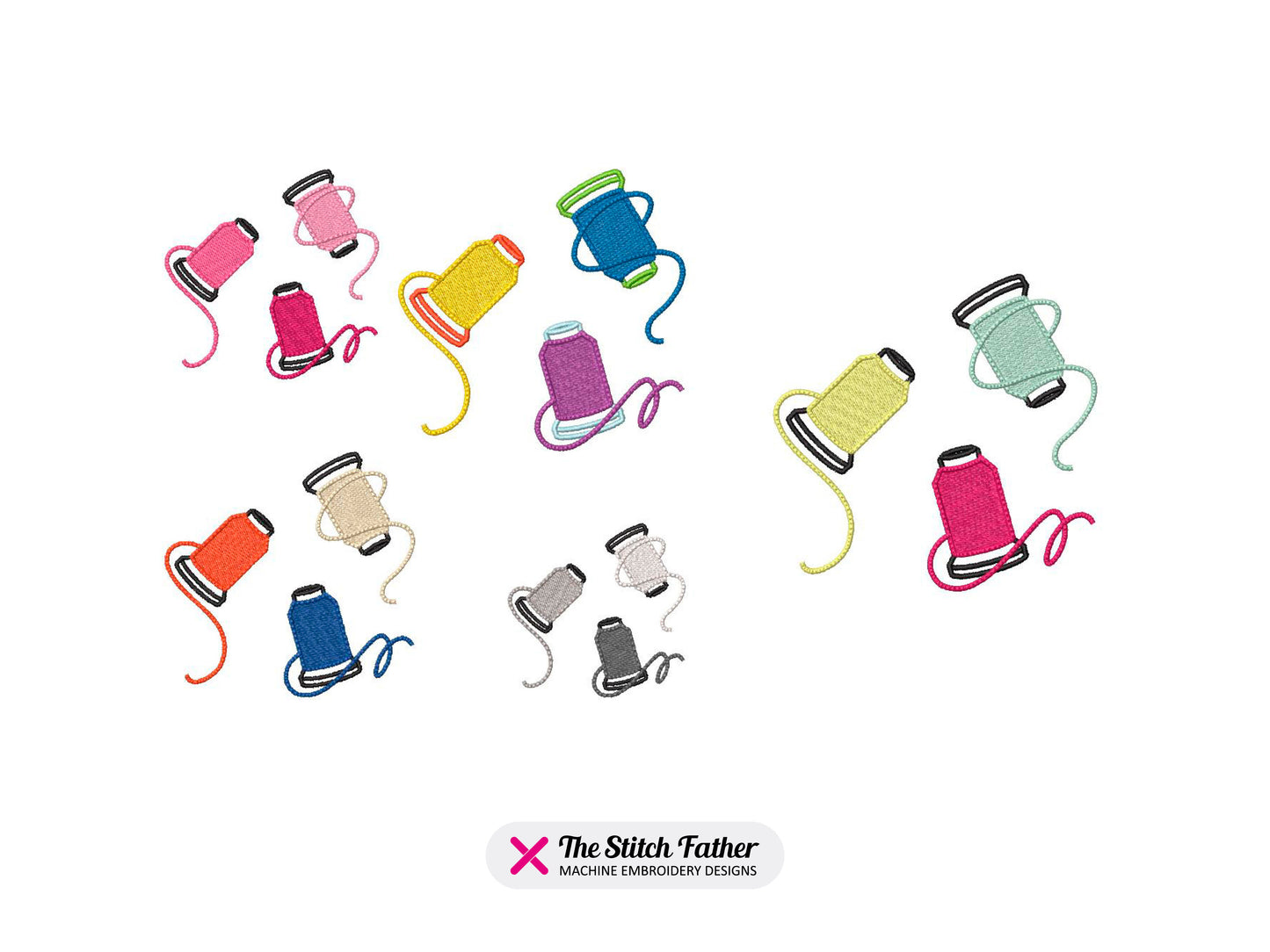 Three Embroidery Thread Spools
