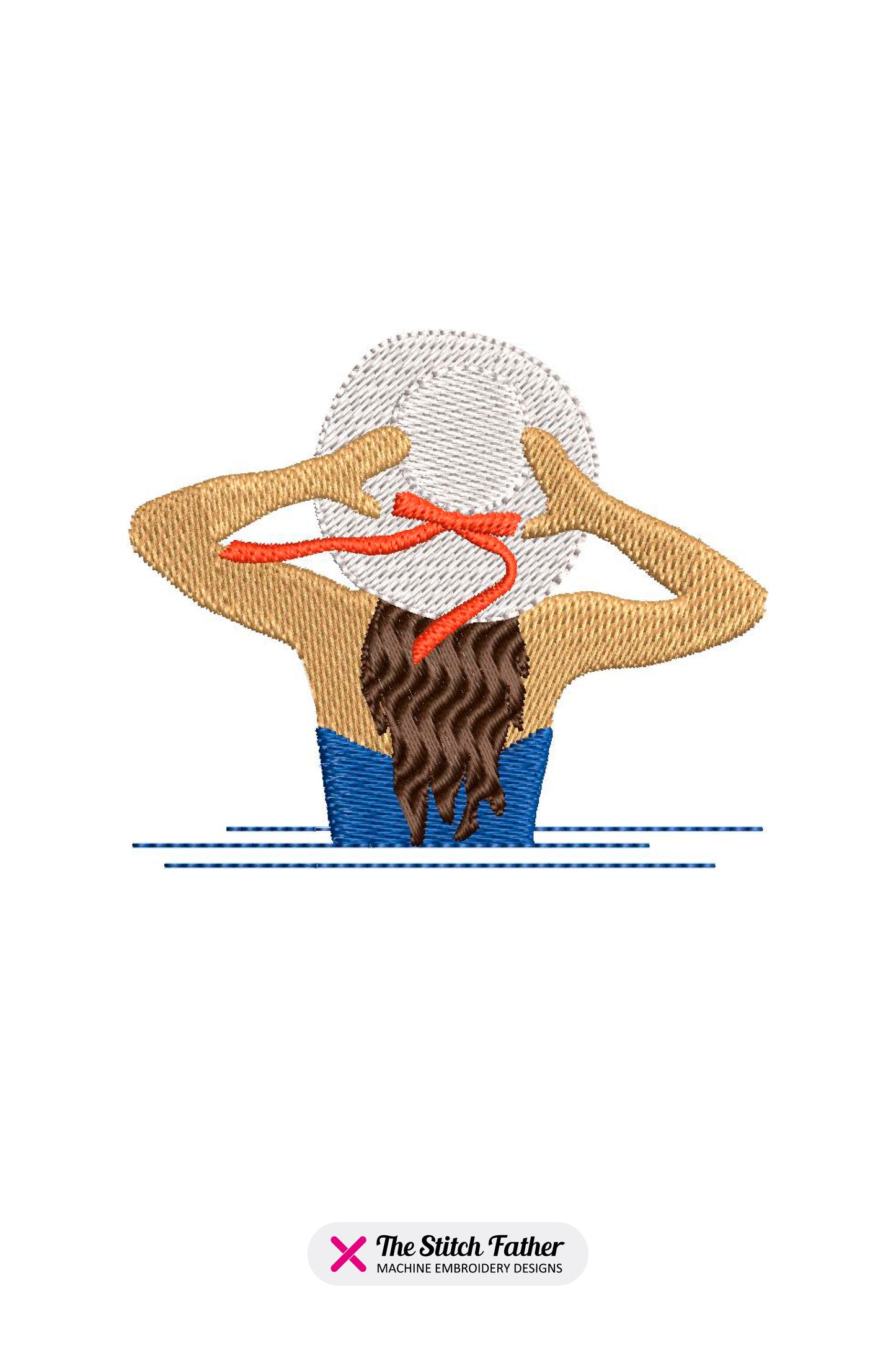 Swimmer Holding her Hat