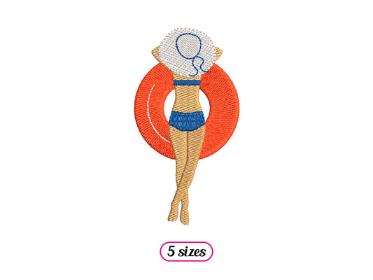 Lady on Swim Ring Back View