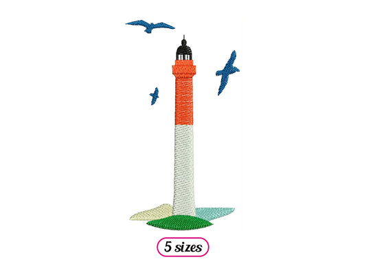 Lighthouse with Seagulls Machine Embroidery design - 5 sizes - INSTANT DOWNLOAD
