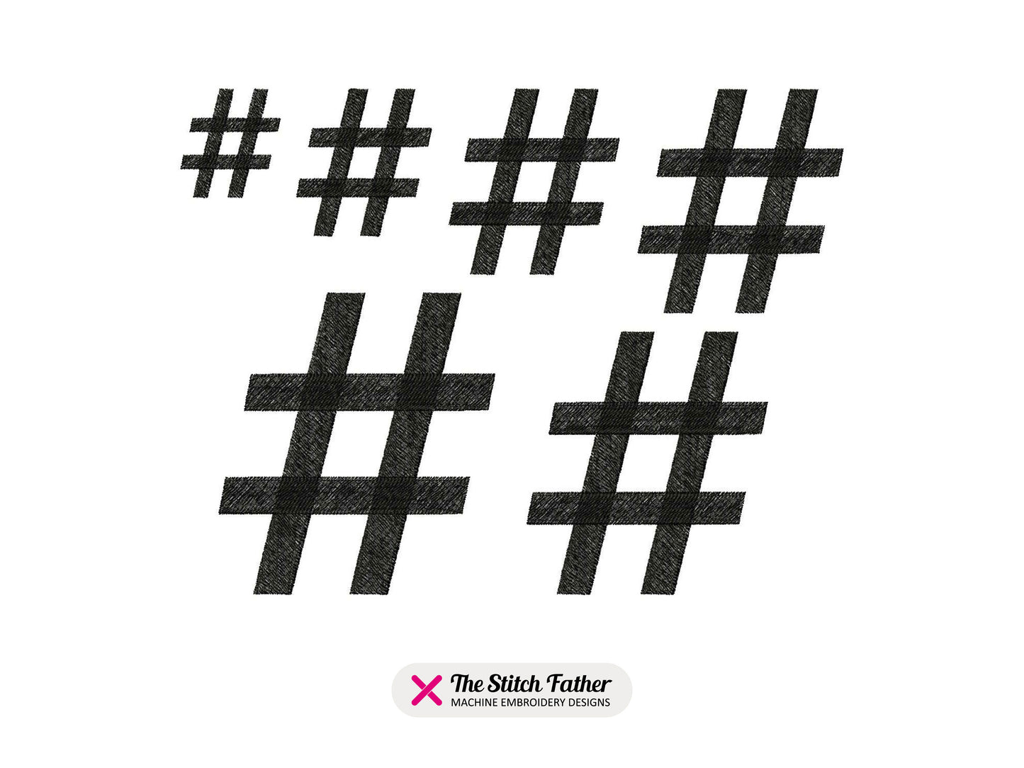 Hashtag Symbol Machine Embroidery design - 6 sizes - INSTANT DOWNLOAD