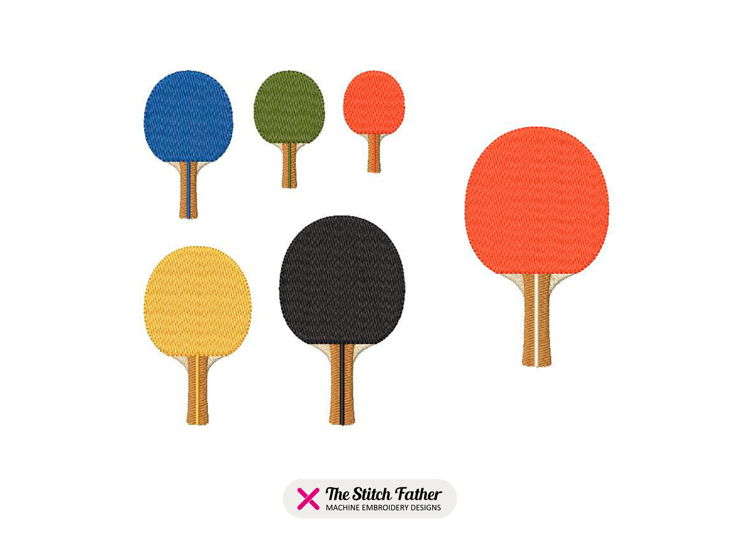 Table Tennis Paddle Machine Embroidery design - 6 sizes - INSTANT DOWNLOAD