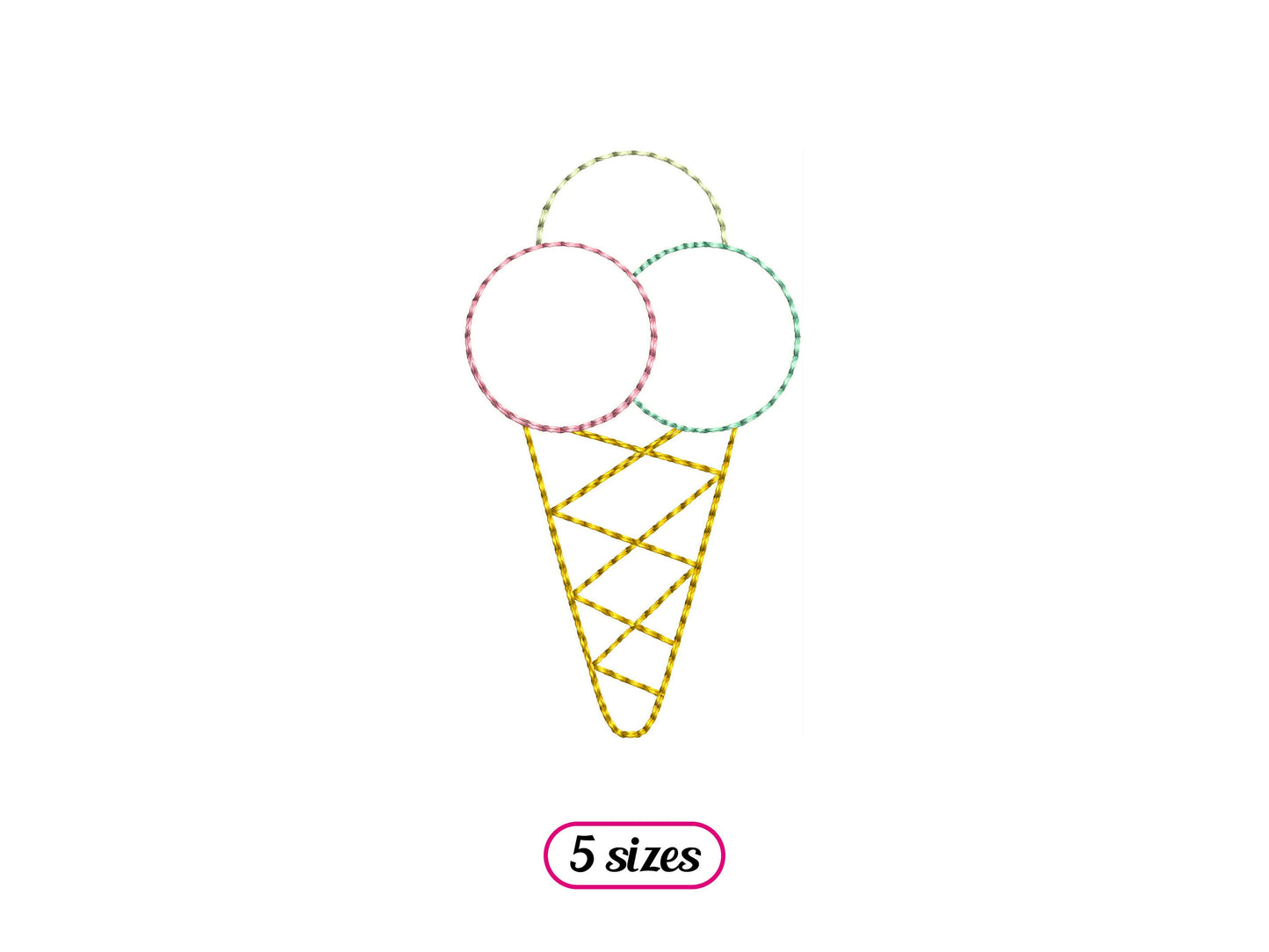Mini Ice Cream Linear Style Machine Embroidery design - 5 sizes - INSTANT DOWNLOAD
