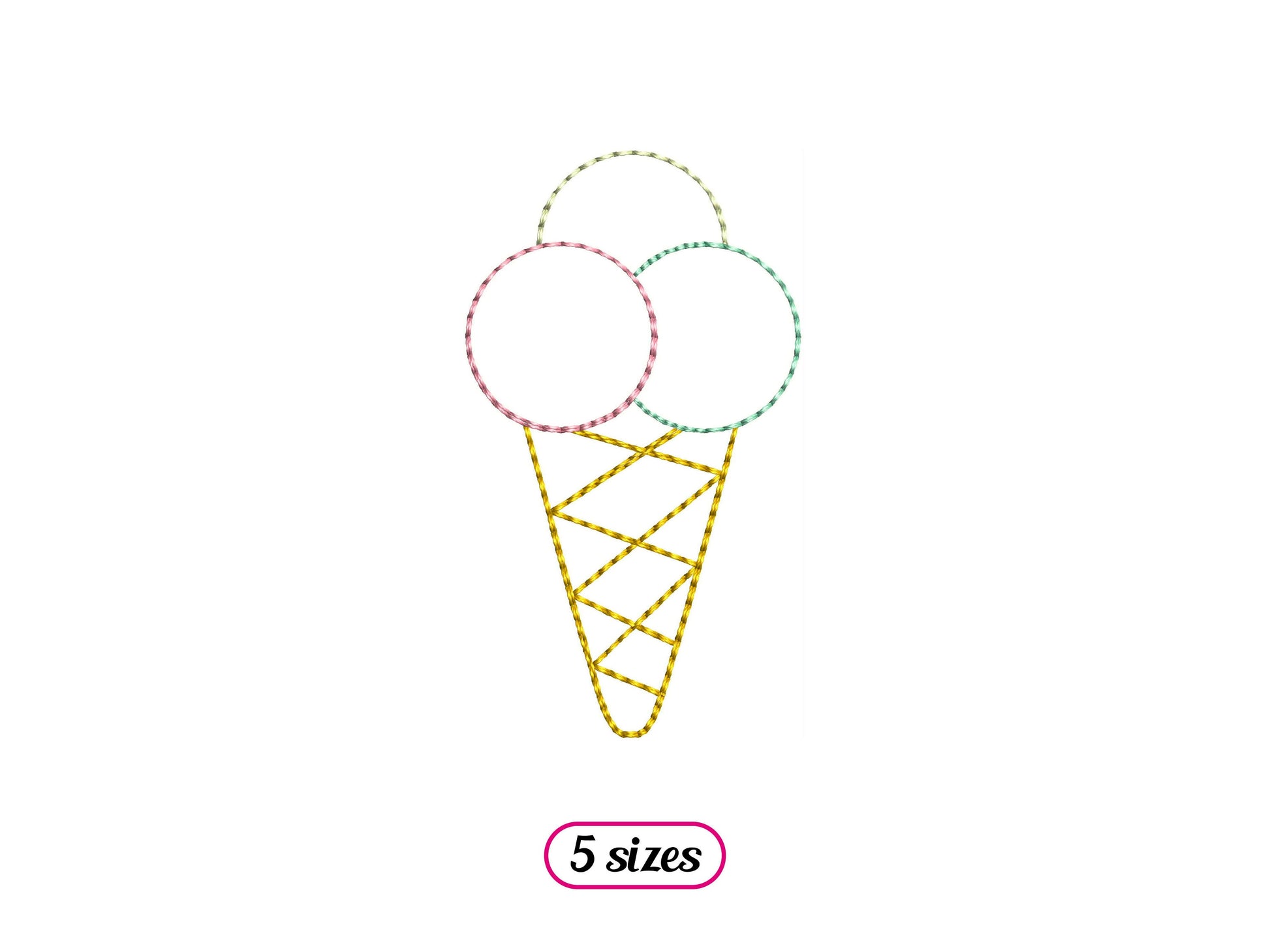 Mini Ice Cream Linear Style Machine Embroidery design - 5 sizes - INSTANT DOWNLOAD