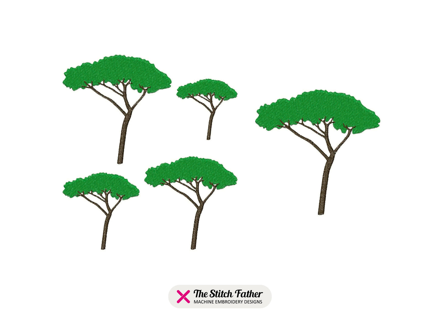 Umbrella Pine Machine Embroidery design - 5 sizes - INSTANT DOWNLOAD