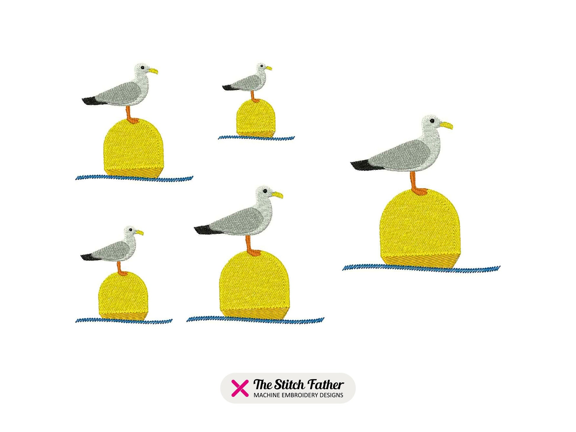 Seagull on Buoy Machine Embroidery design - 5 sizes - INSTANT DOWNLOAD
