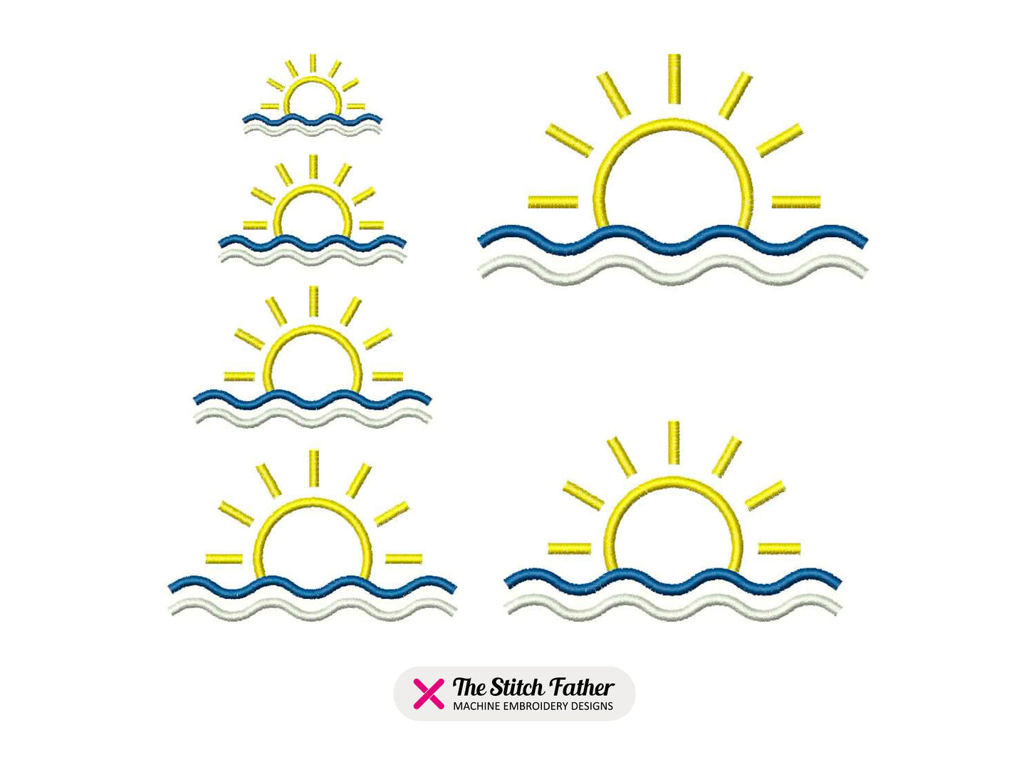 Sunset Logo Linear Style Machine Embroidery design - 6 sizes - INSTANT DOWNLOAD