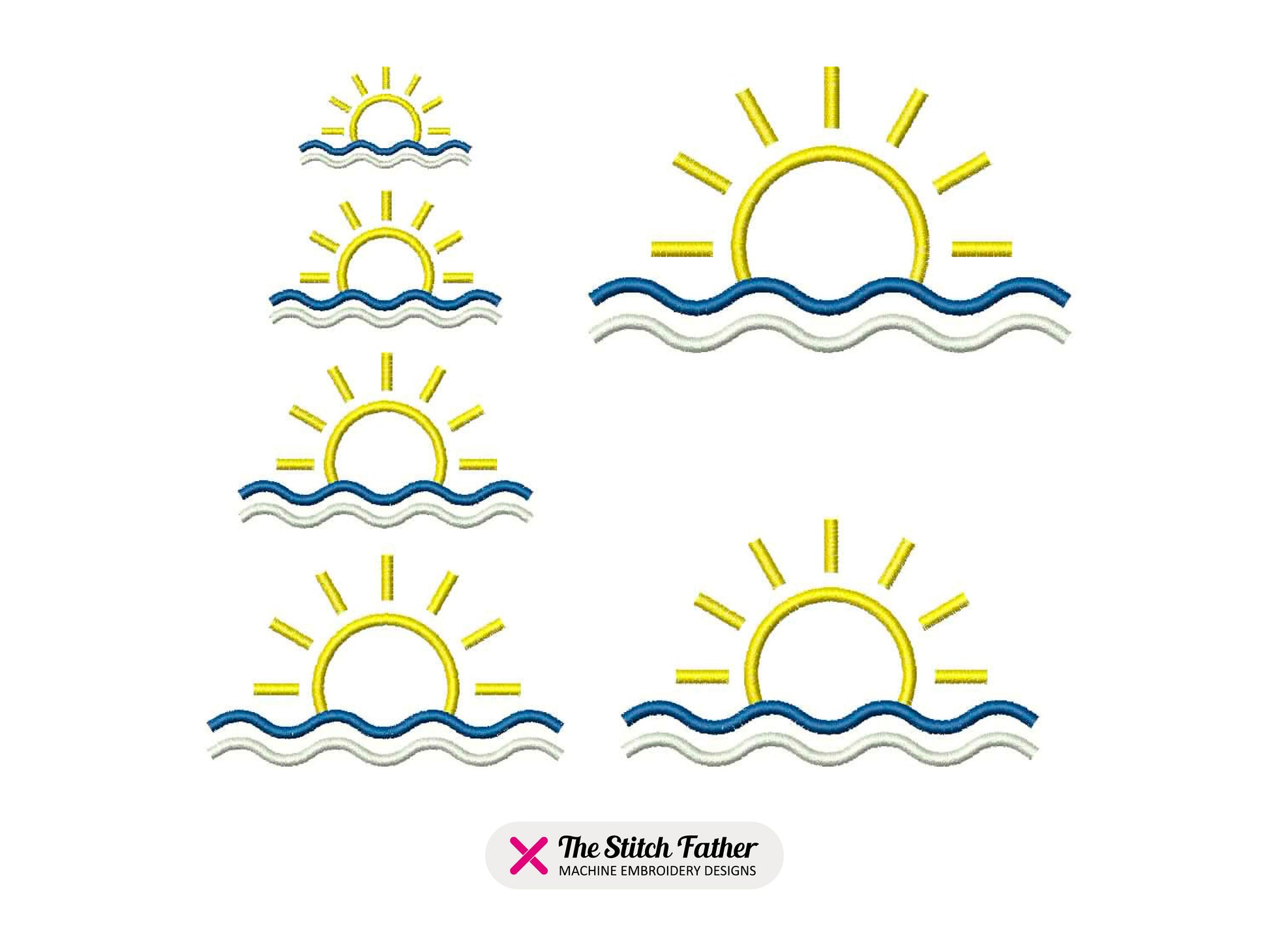 Sunset Logo Linear Style Machine Embroidery design - 6 sizes - INSTANT DOWNLOAD
