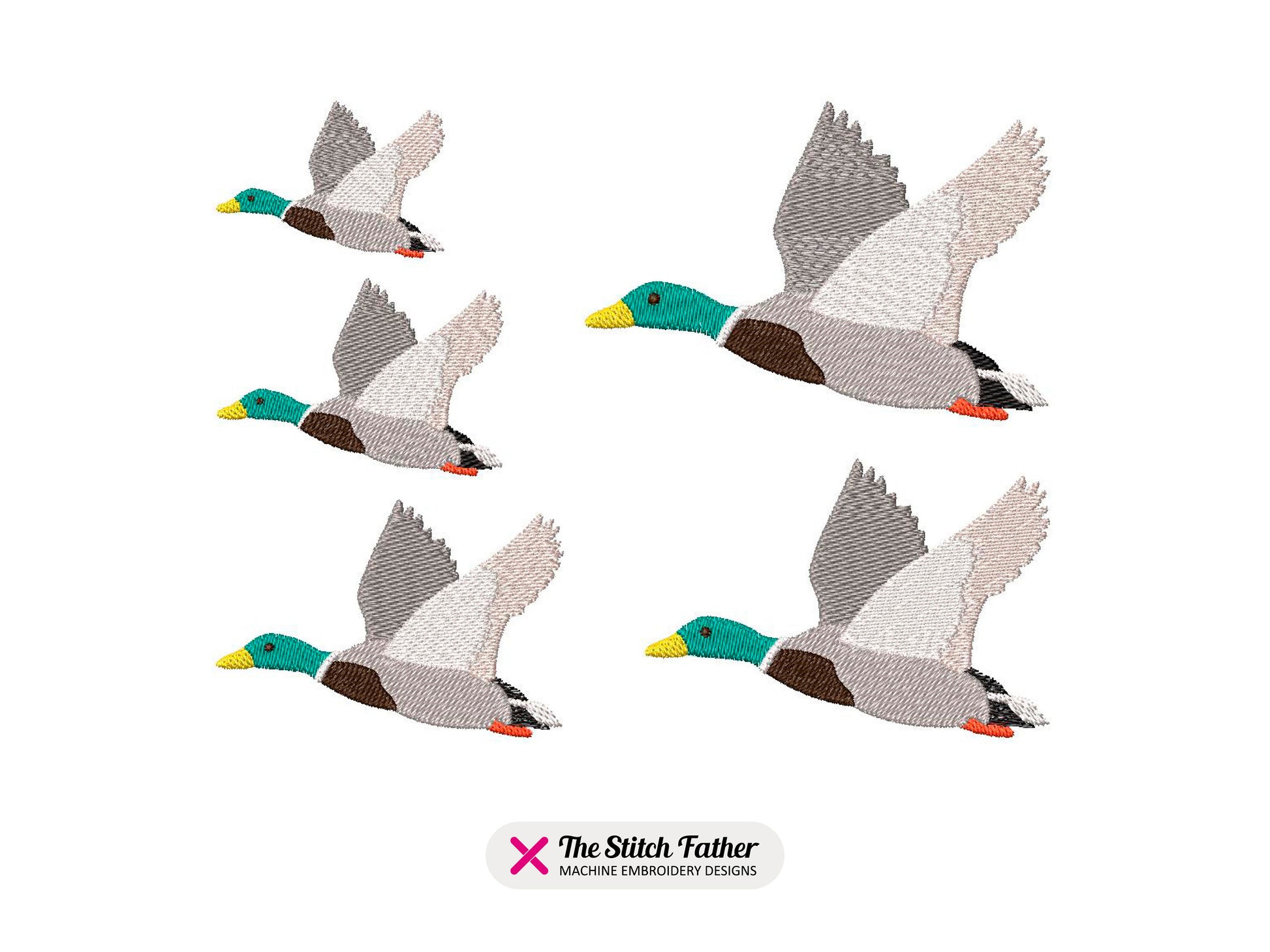 Duck Green Collar Flying Machine Embroidery design - 5 sizes - INSTANT DOWNLOAD