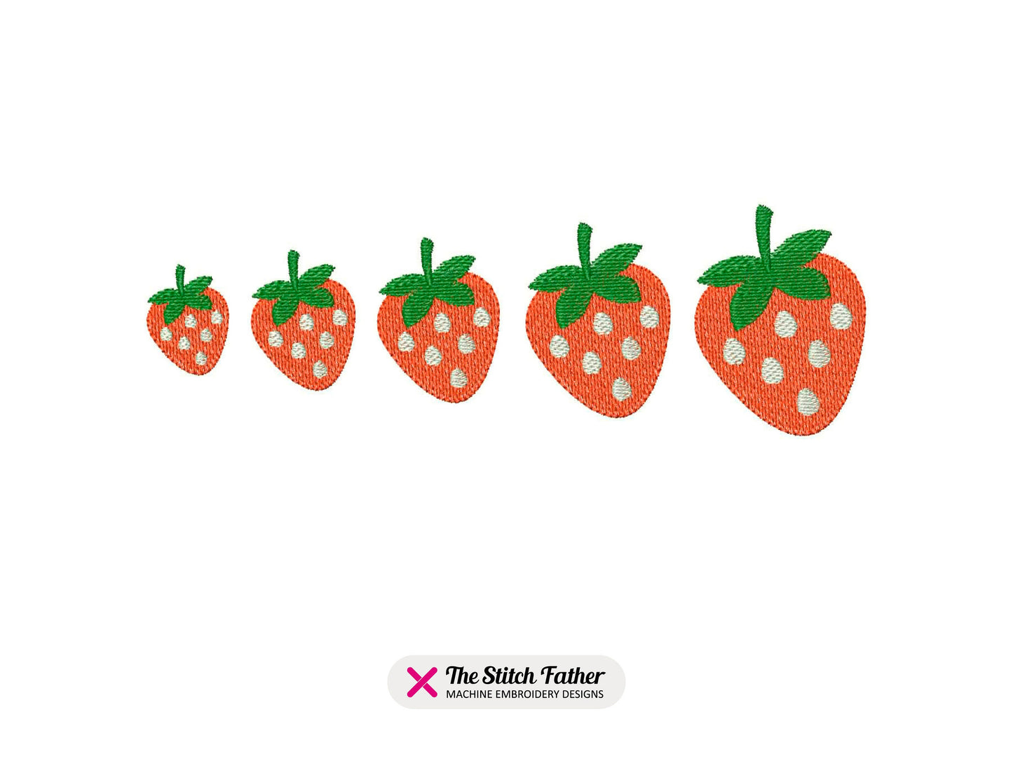 Mini Strawberry Machine Embroidery design - 5 sizes - INSTANT DOWNLOAD