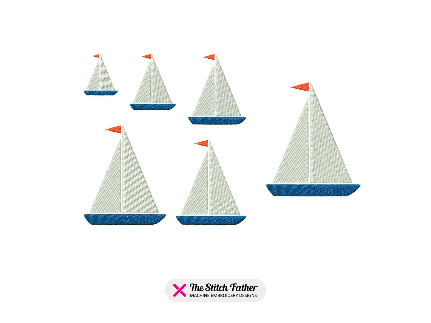 Elegant Sailing Boat Machine Embroidery design - 6 sizes - INSTANT DOWNLOAD
