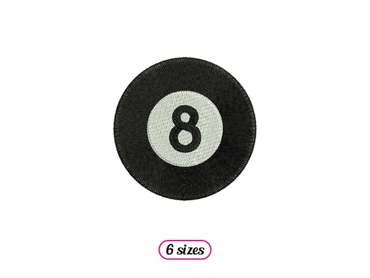 Pool Ball 8 Machine Embroidery design - 6 sizes - INSTANT DOWNLOAD