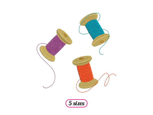 Thread Spools Machine Embroidery design - 5 sizes - INSTANT DOWNLOAD