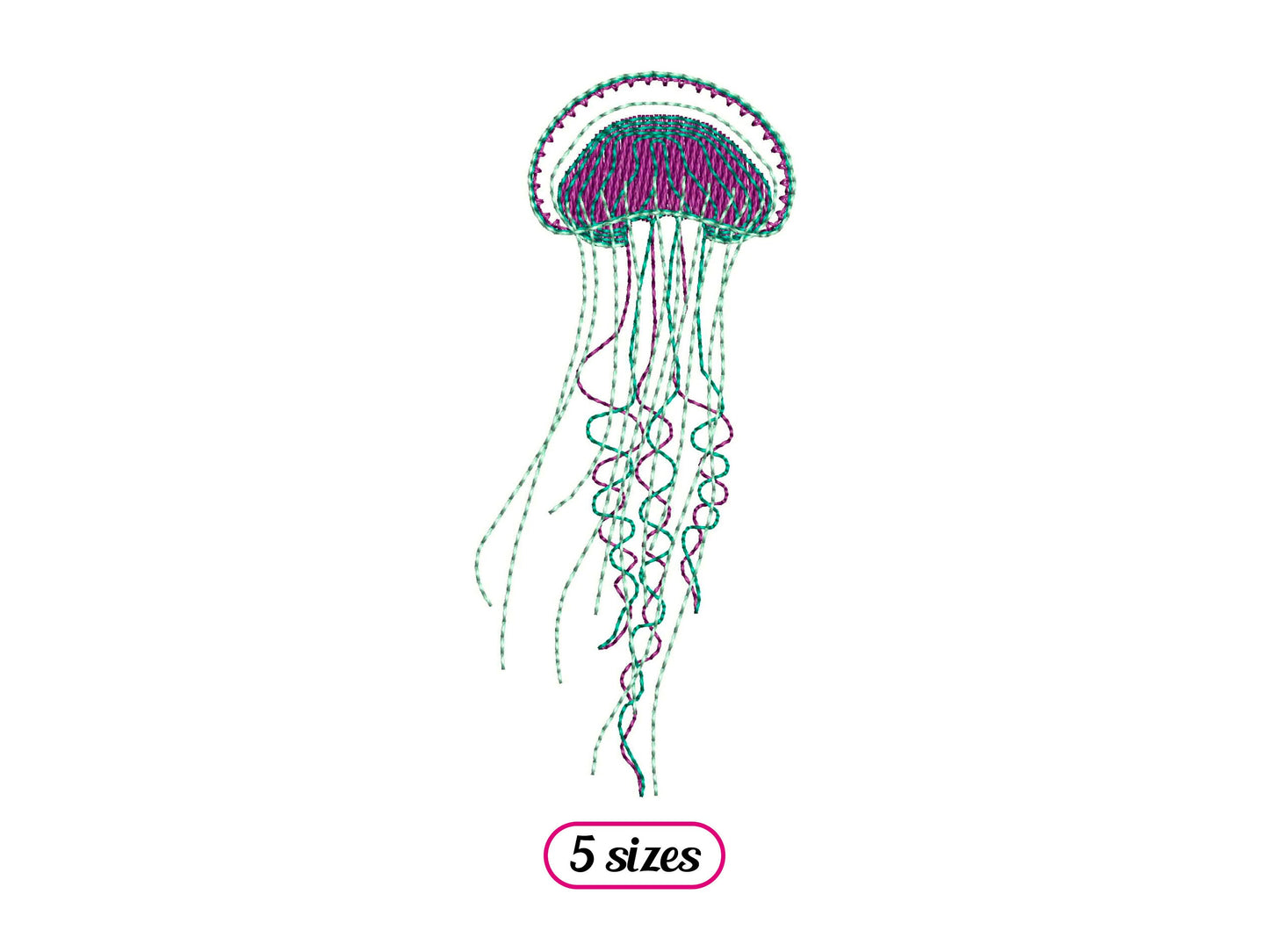 Jellyfish Linear Style Machine Embroidery design - 5 sizes - INSTANT DOWNLOAD