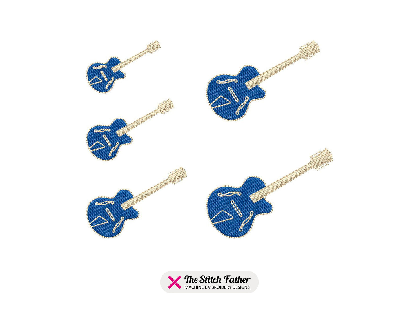 Mini Guitar Machine Embroidery design - 5 sizes - INSTANT DOWNLOAD