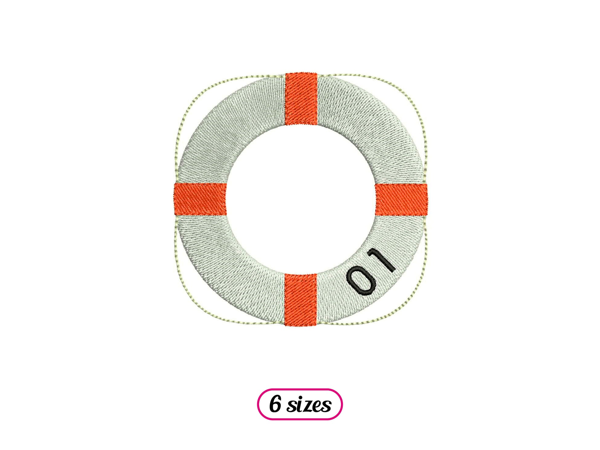 Realistic Life Ring Machine Embroidery design - 6 sizes - INSTANT DOWNLOAD