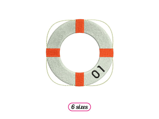 Realistic Life Ring Machine Embroidery design - 6 sizes - INSTANT DOWNLOAD