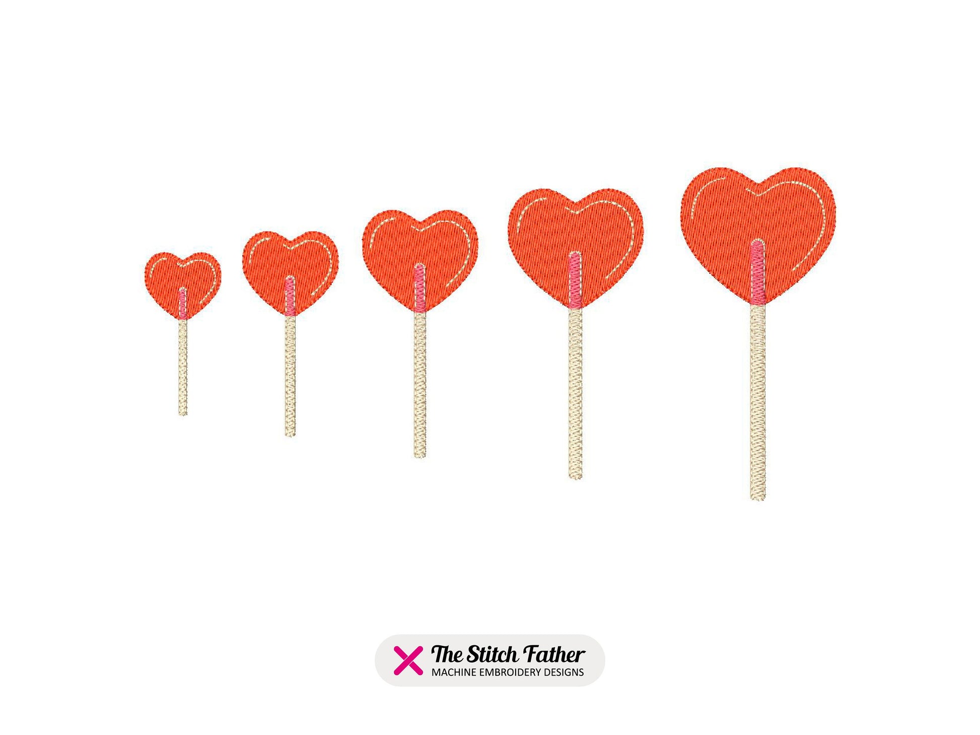 Heart Lollipop Machine Embroidery design - 5 sizes - INSTANT DOWNLOAD