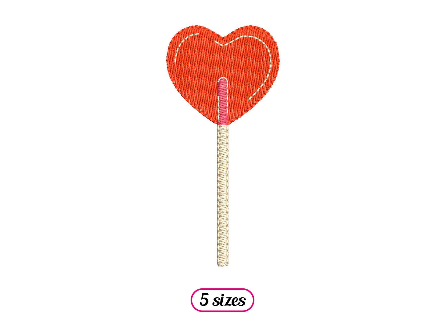 Heart Lollipop Machine Embroidery design - 5 sizes - INSTANT DOWNLOAD