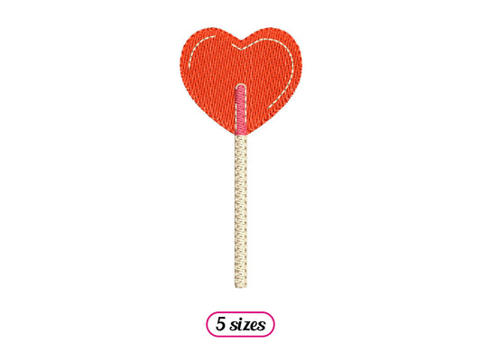 Heart Lollipop Machine Embroidery design - 5 sizes - INSTANT DOWNLOAD