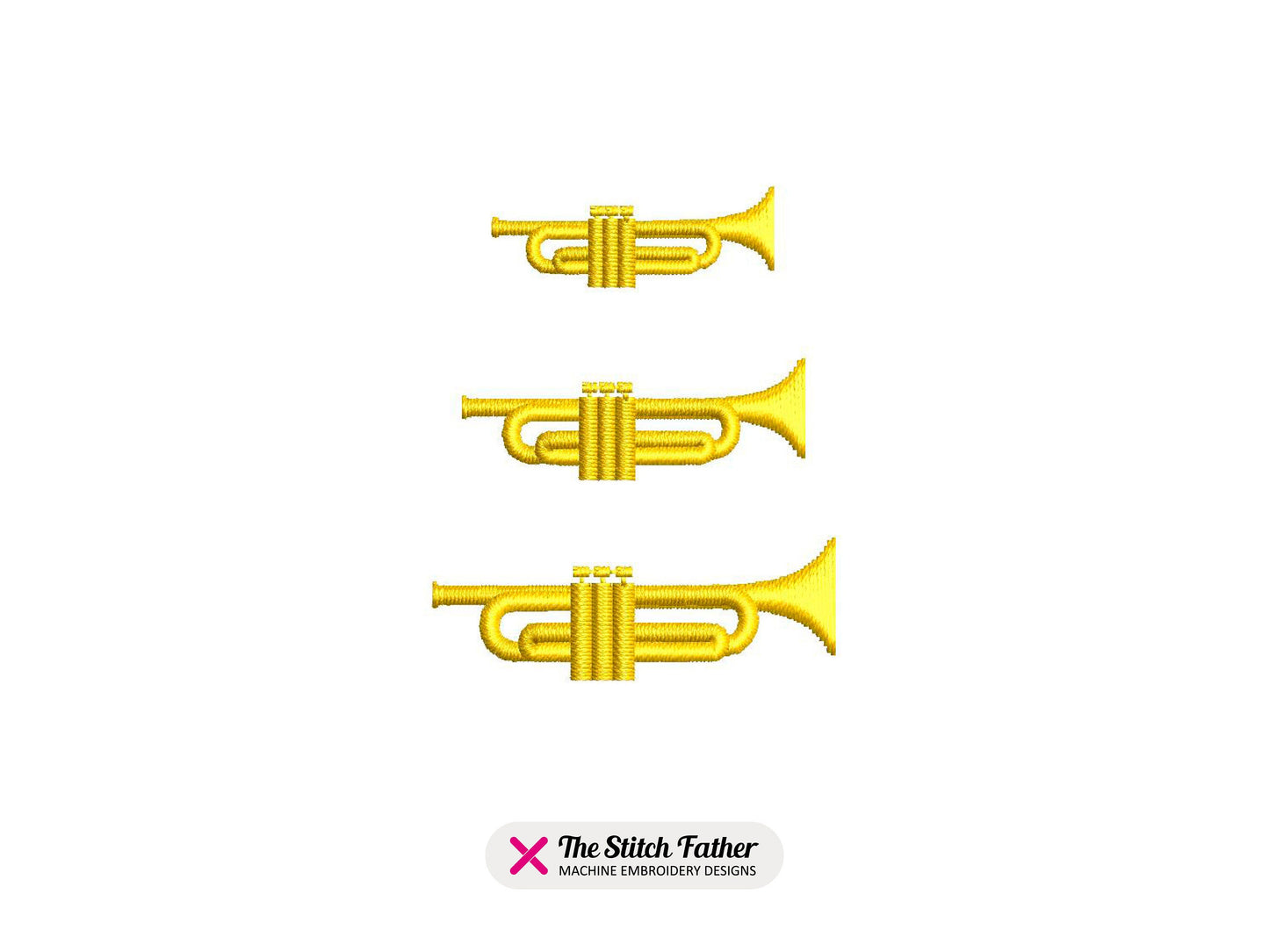Mini Trumpet Machine Embroidery design - 3 sizes - INSTANT DOWNLOAD
