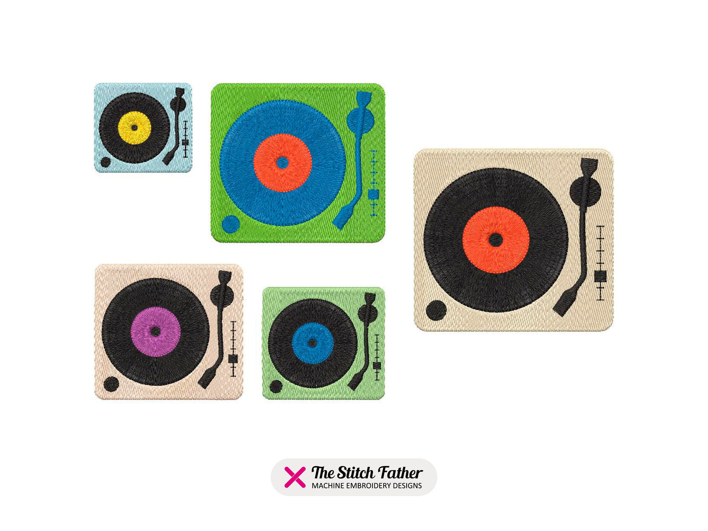 Vinyl Record Player Machine Embroidery design - 5 sizes - INSTANT DOWNLOAD