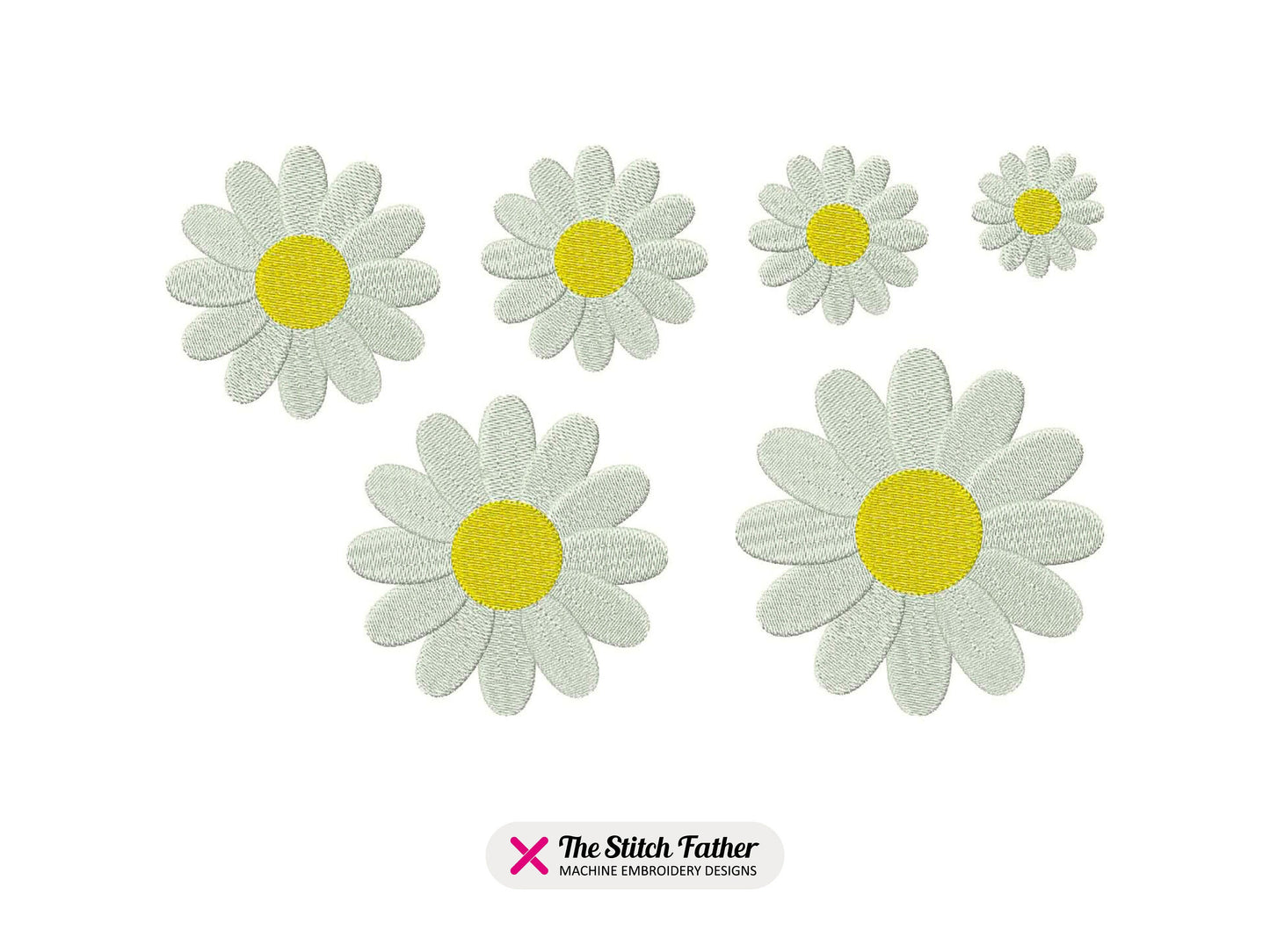 Daisy Flower Machine Embroidery design - 6 sizes - INSTANT DOWNLOAD