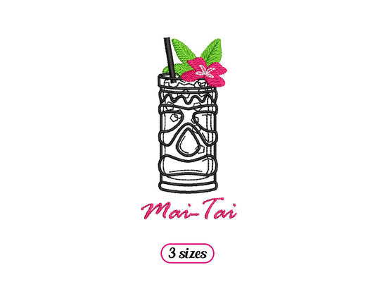 Mai Tai Cocktail Machine Embroidery design - 3 sizes - INSTANT DOWNLOAD