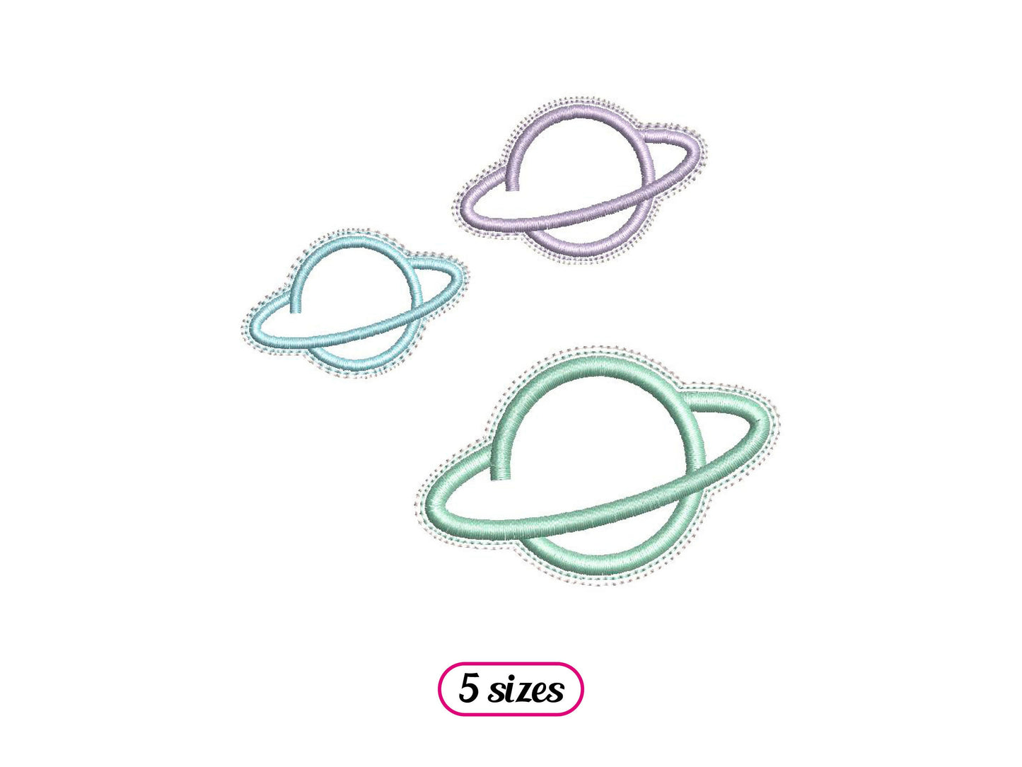 Three Planets Linear Style Machine Embroidery design - 5 sizes - INSTANT DOWNLOAD