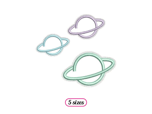 Three Planets Linear Style Machine Embroidery design - 5 sizes - INSTANT DOWNLOAD