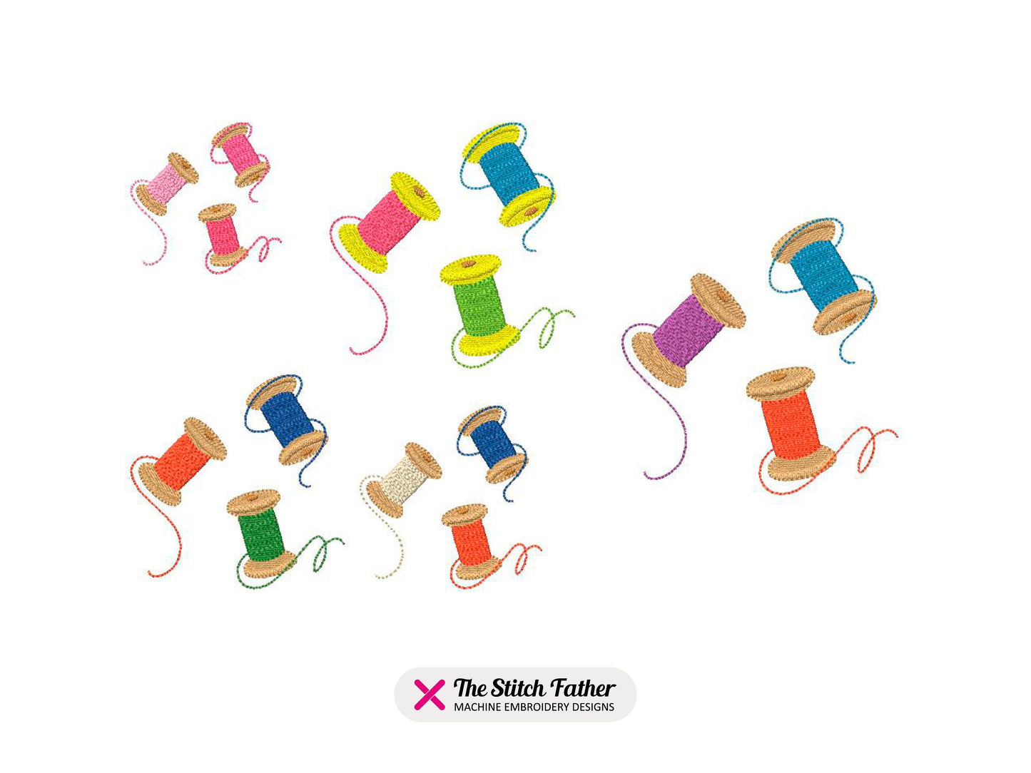 Thread Spools Machine Embroidery design - 5 sizes - INSTANT DOWNLOAD