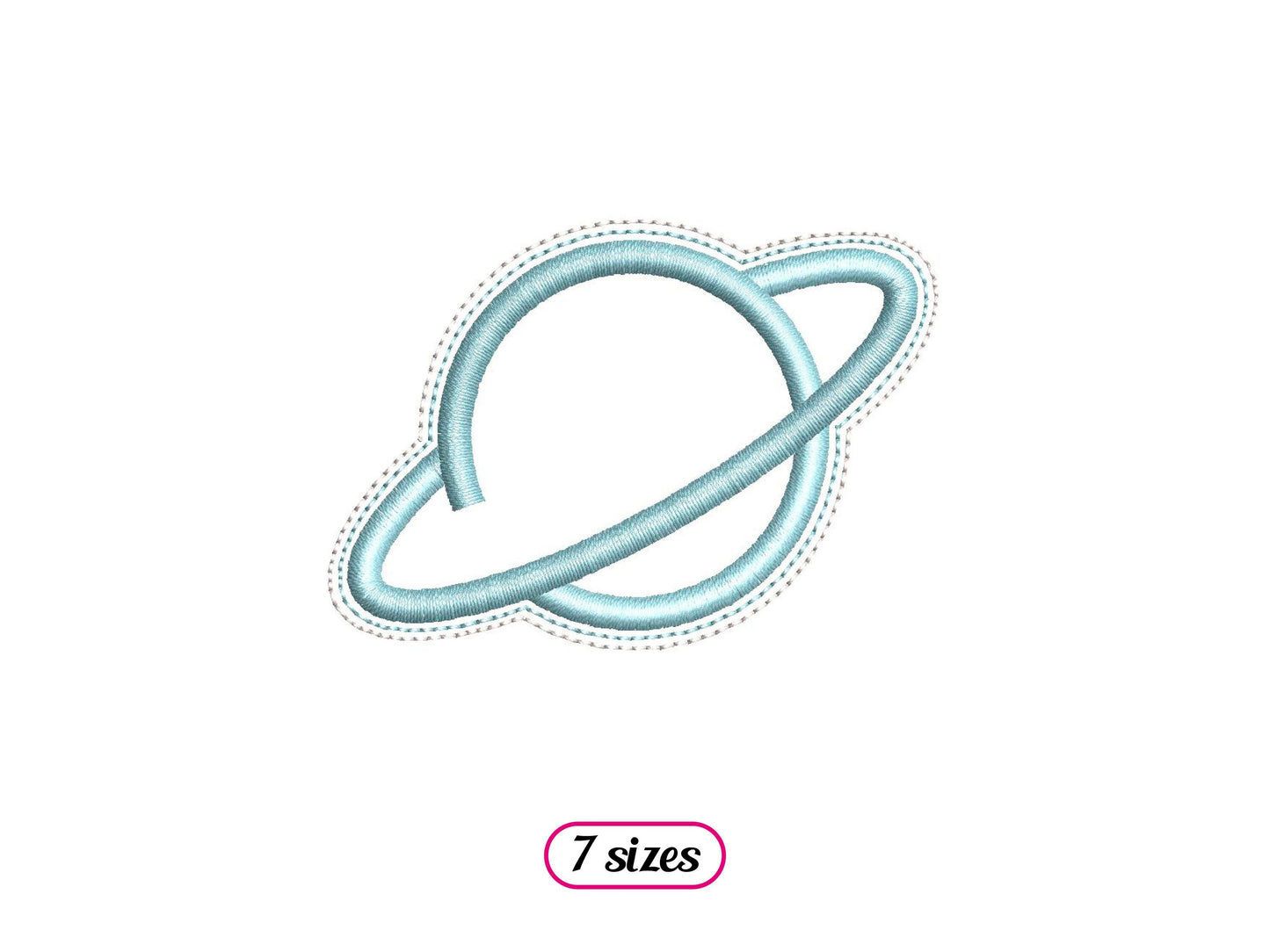 Planet Logo Linear Style Machine Embroidery design - 7 sizes - INSTANT DOWNLOAD