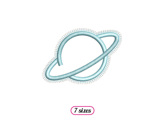 Planet Logo Linear Style Machine Embroidery design - 7 sizes - INSTANT DOWNLOAD