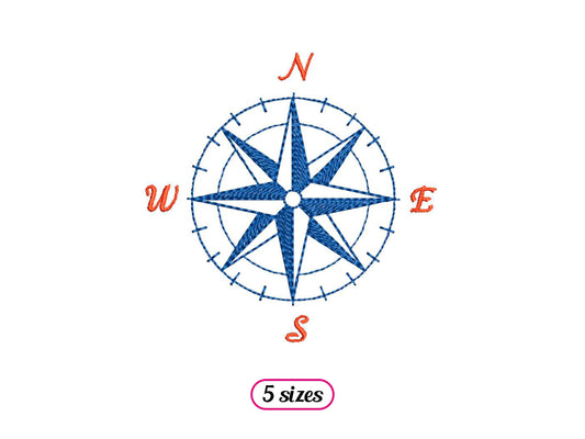 Compass rose Machine Embroidery design - 5 sizes - INSTANT DOWNLOAD