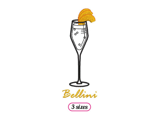 Peach Bellini Cocktail Machine Embroidery design - 3 sizes - INSTANT DOWNLOAD