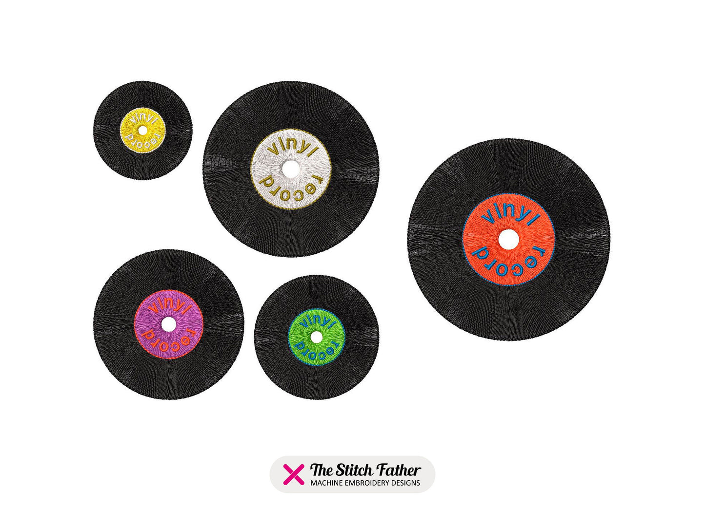 Vinyl Record Machine Embroidery design - 5 sizes - INSTANT DOWNLOAD
