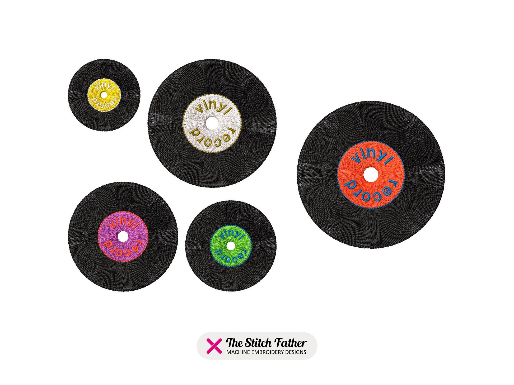 Vinyl Record Machine Embroidery design - 5 sizes - INSTANT DOWNLOAD