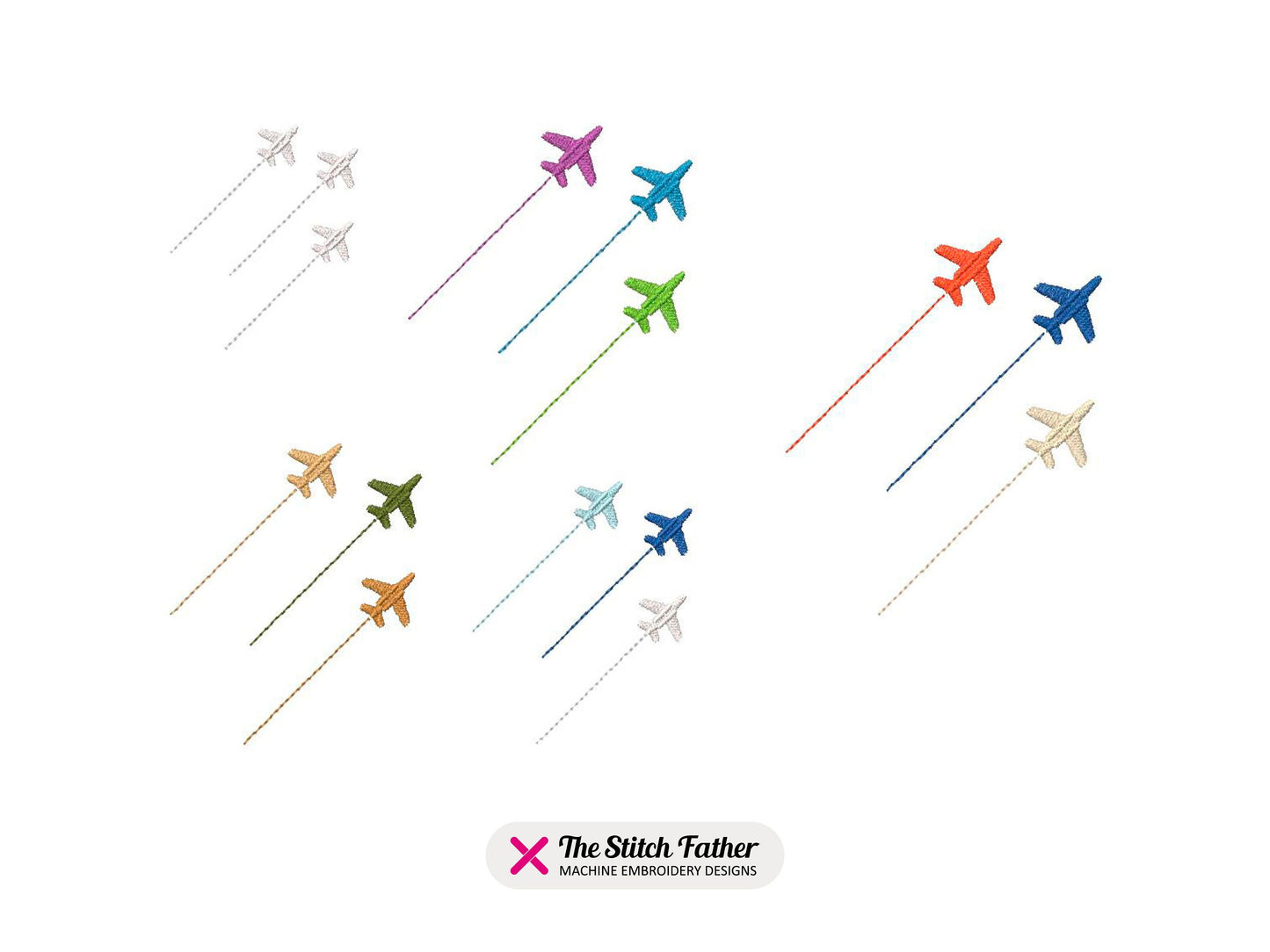 Planes Arrow Formation Machine Embroidery design - 5 sizes - INSTANT DOWNLOAD