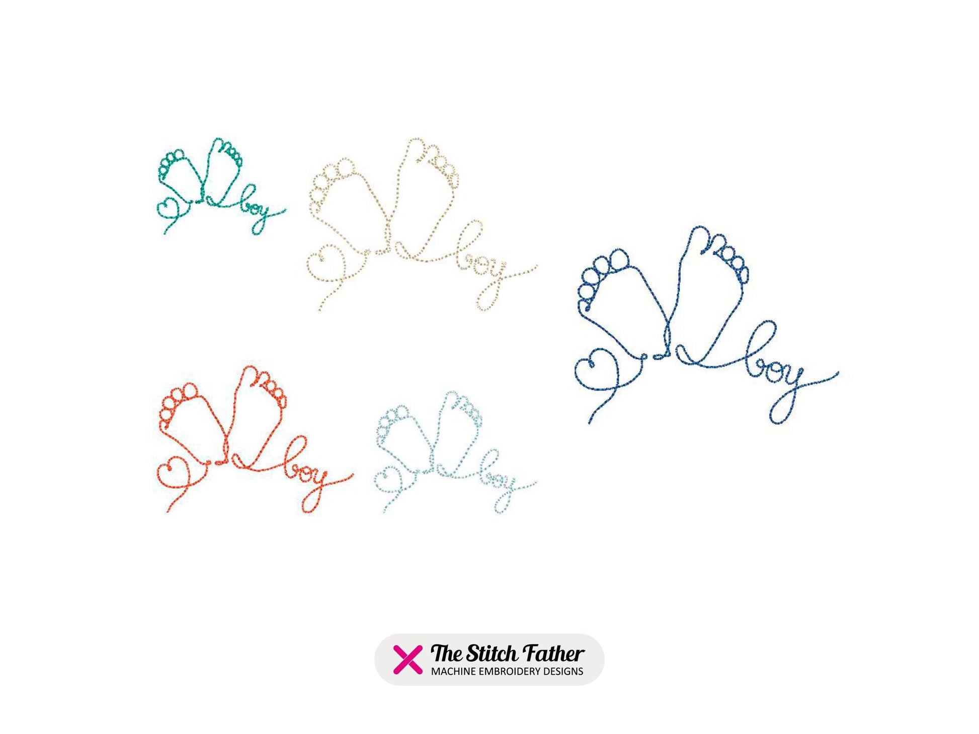 Baby Feet Boy Machine Embroidery design - 5 sizes - INSTANT DOWNLOAD