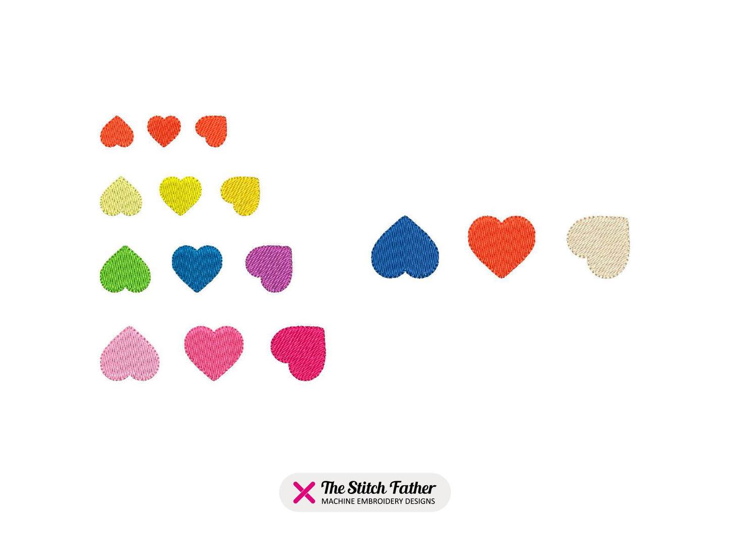 Three Hearts Three Positions Machine Embroidery design - 5 sizes - INSTANT DOWNLOAD