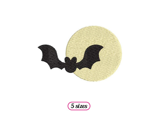 Bat Flying over Moon Machine Embroidery design - 5 sizes - INSTANT DOWNLOAD