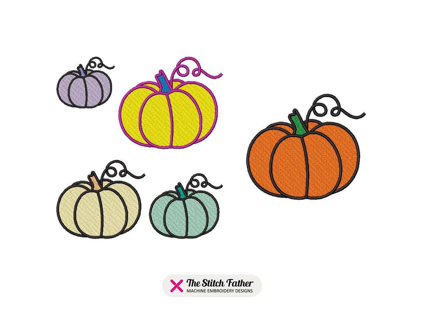 PUMPKIN Machine Embroidery design - 5 sizes - INSTANT DOWNLOAD