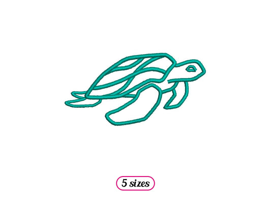 Turtle Linear Style Machine Embroidery design - 5 sizes - INSTANT DOWNLOAD