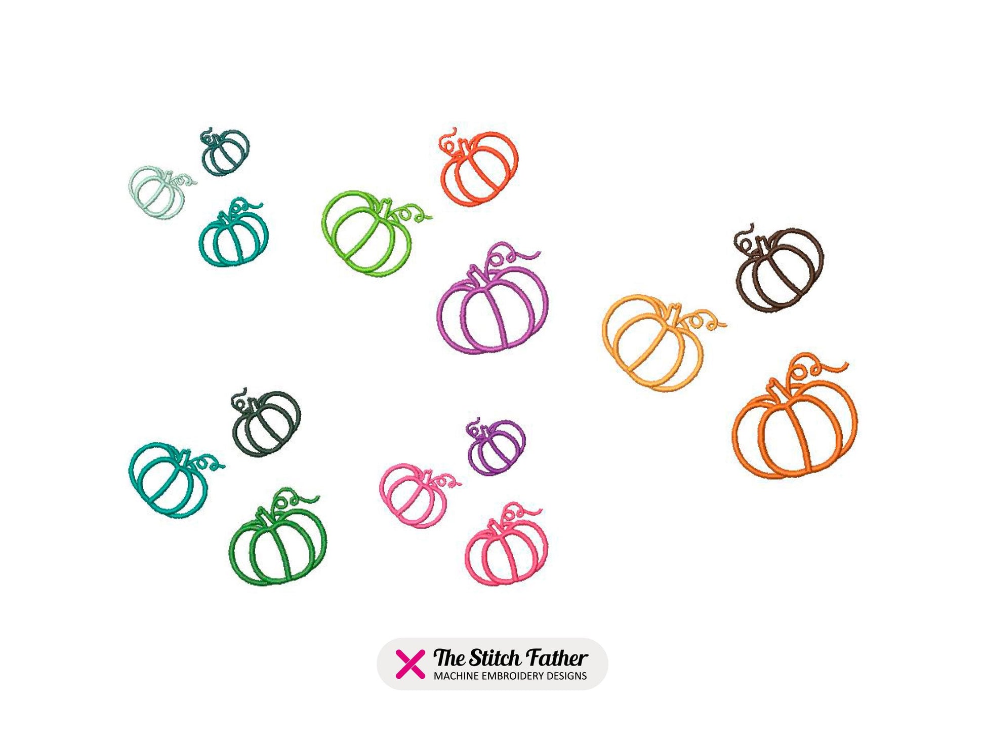 Pumpkins Linear Style Machine Embroidery design - 5 sizes - INSTANT DOWNLOAD