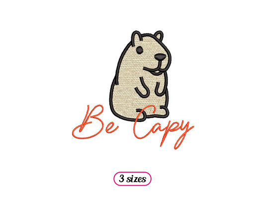 Capybara Be Capy Machine Embroidery design - 4 sizes - INSTANT DOWNLOAD