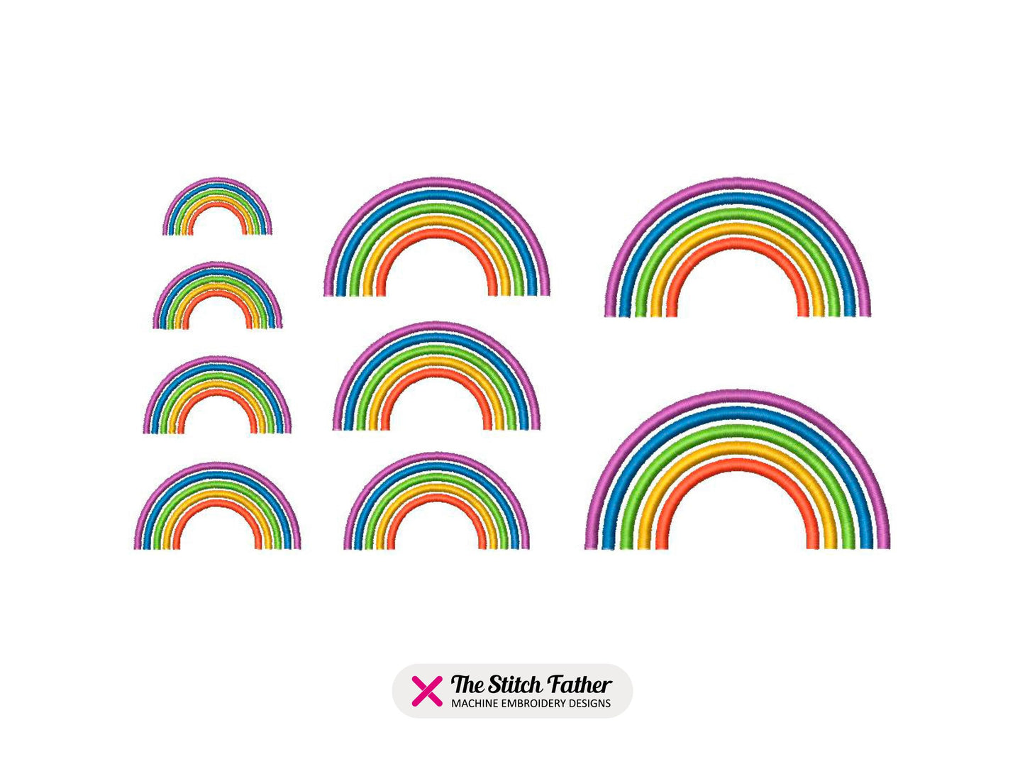 Rainbow Satin Stitch Machine Embroidery design - 9 sizes - INSTANT DOWNLOAD