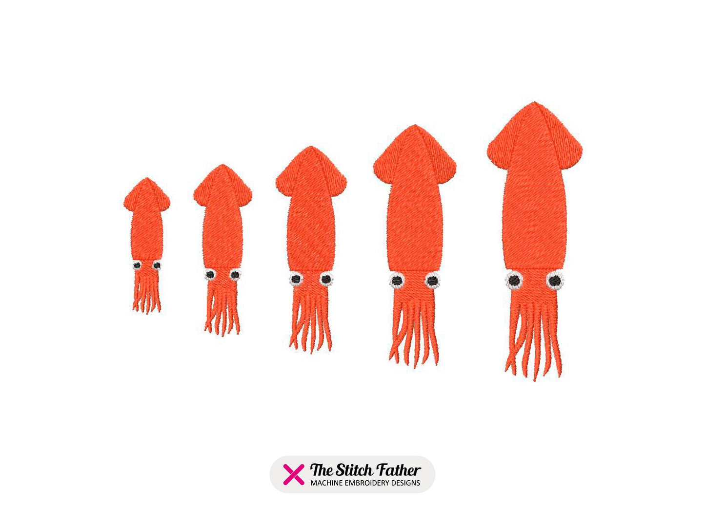 Squid Machine Embroidery design - 5 sizes - INSTANT DOWNLOAD