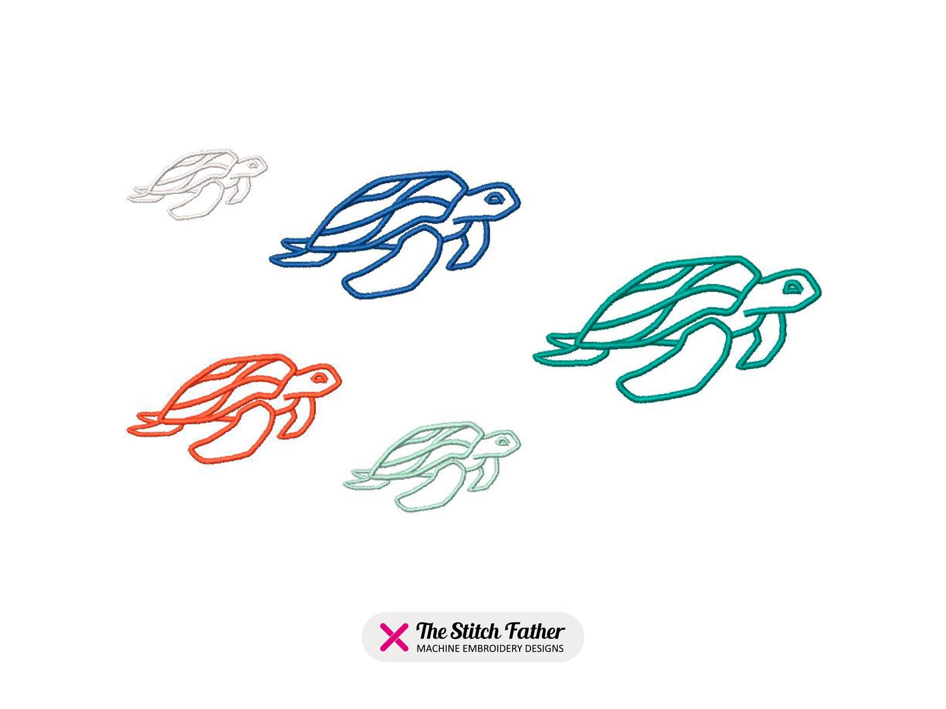 Turtle Linear Style Machine Embroidery design - 5 sizes - INSTANT DOWNLOAD